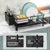 1pc Dish Drying Rack Kitchen Countertop Tableware Storage with Automatic Drying Black White