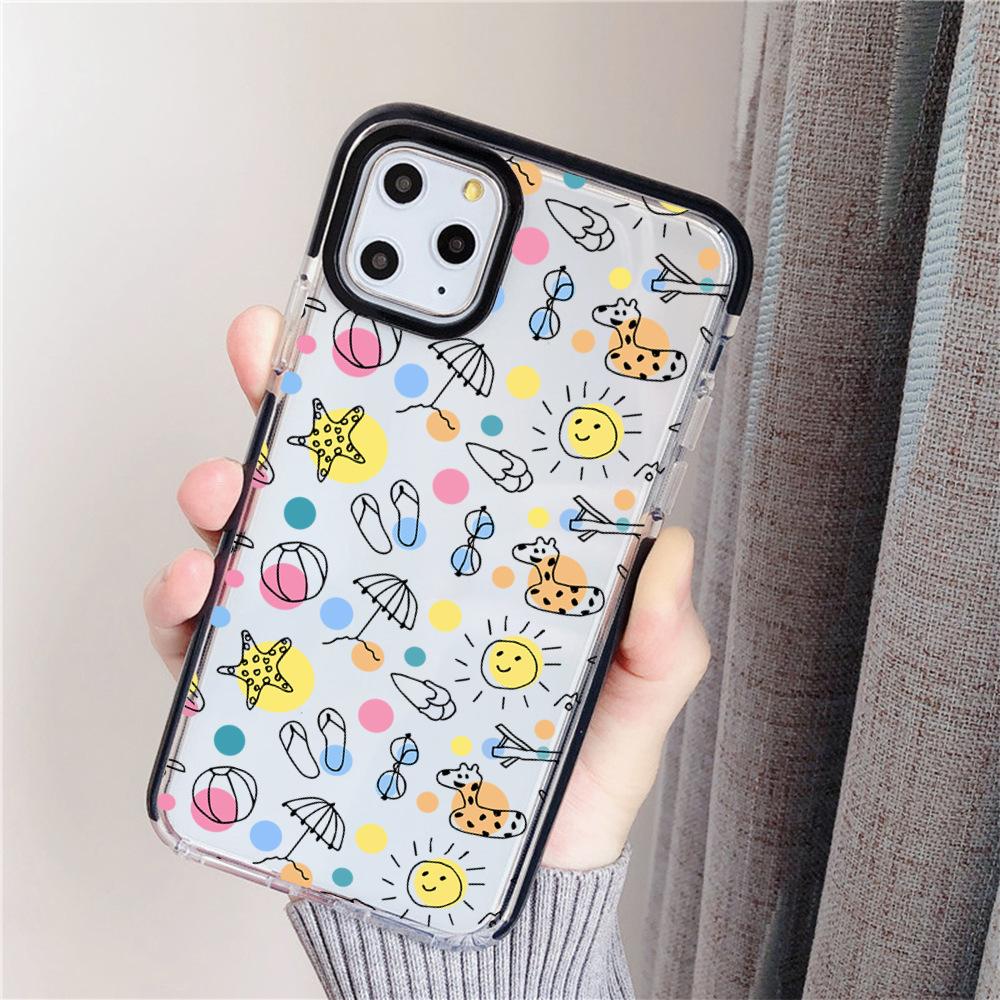 Summer new graffiti summer seaside iPhone mobile phone case 17promax transparent mobile phone case Apple 13 soft case