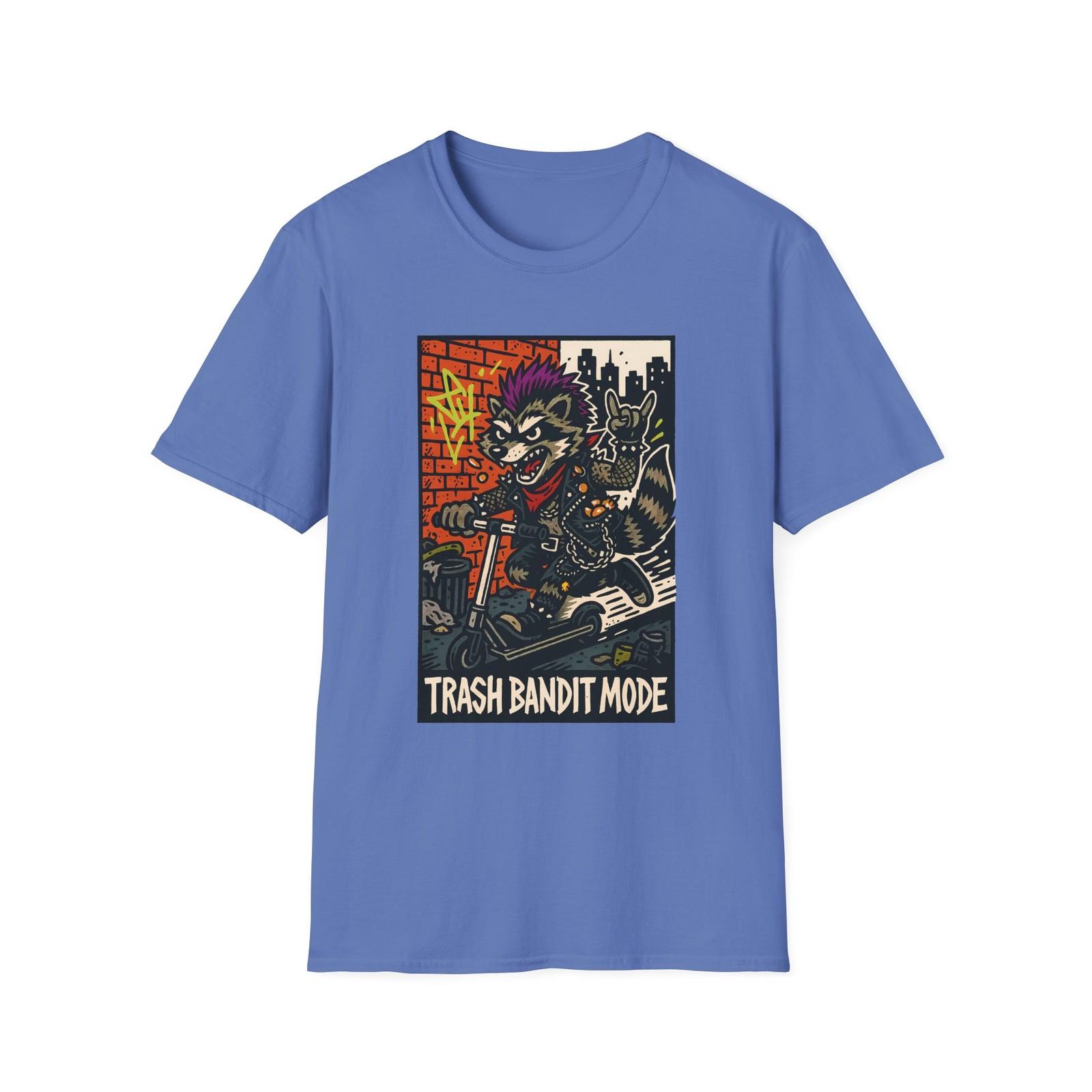 Unisex Softstyle T-Shirt Raccoon Punk Rock Scooter Urban Street S разноцветный