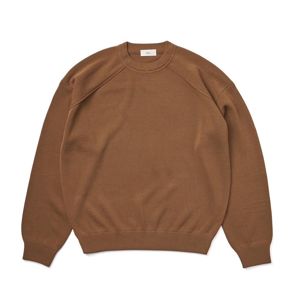 Berno [Casual] Raglan Crew-Neck Knit Camel L