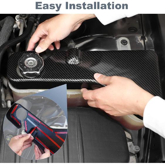 JWWY für Challenger Kühlmittelbehälter Motorraumabdeckung Zierleiste für Dodge Challenger Charger Chrysler 300c Zubehör 2011-2025+, Kohlefaser 1 Stück