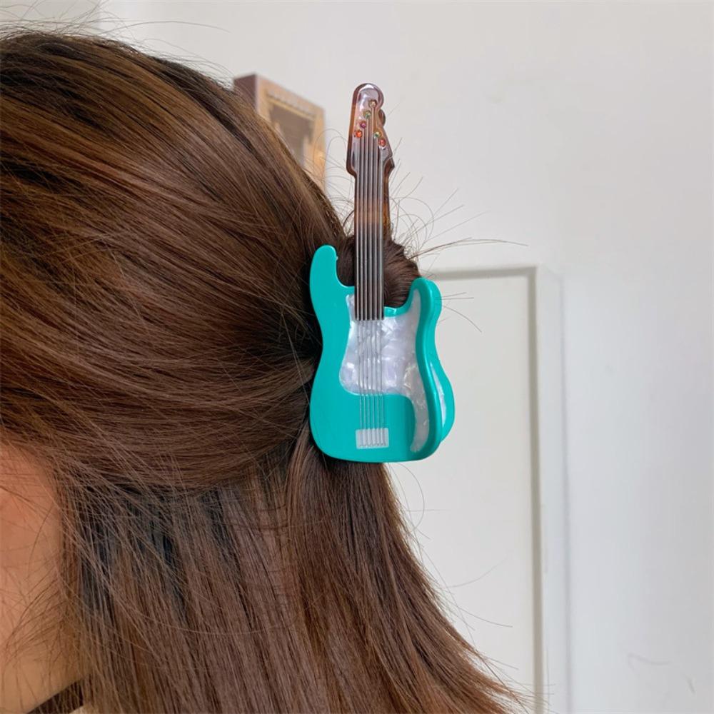 Video Tape Acetate Guitar Hair Claw Acetic Acid Big Shark Clip Personalized Music Hair Clip  Female
