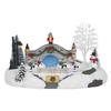 Animated Christmas Village Skating Scene Collection Building Figurines Lights Ice Skating Rink Decoration Accessory Musical USB
