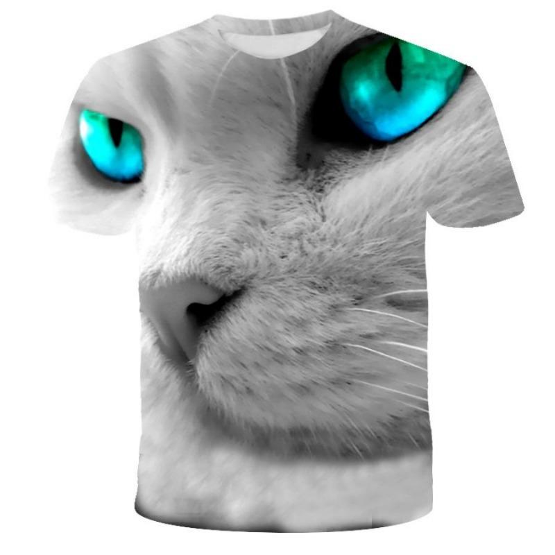 

Уличная футболка с 3D животными, мужские футболки с 3D принтом кошек, забавные мужские повседневные футболки в стиле хип-хоп с короткими рукавами, летний топ 6XL