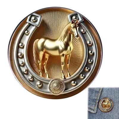 Yousheng Brooch Retro Style Horse Head Pattern Pin with Enamel Pointillism Sun Design Lucky Symbol Suit Lapels Coats Hats Badge