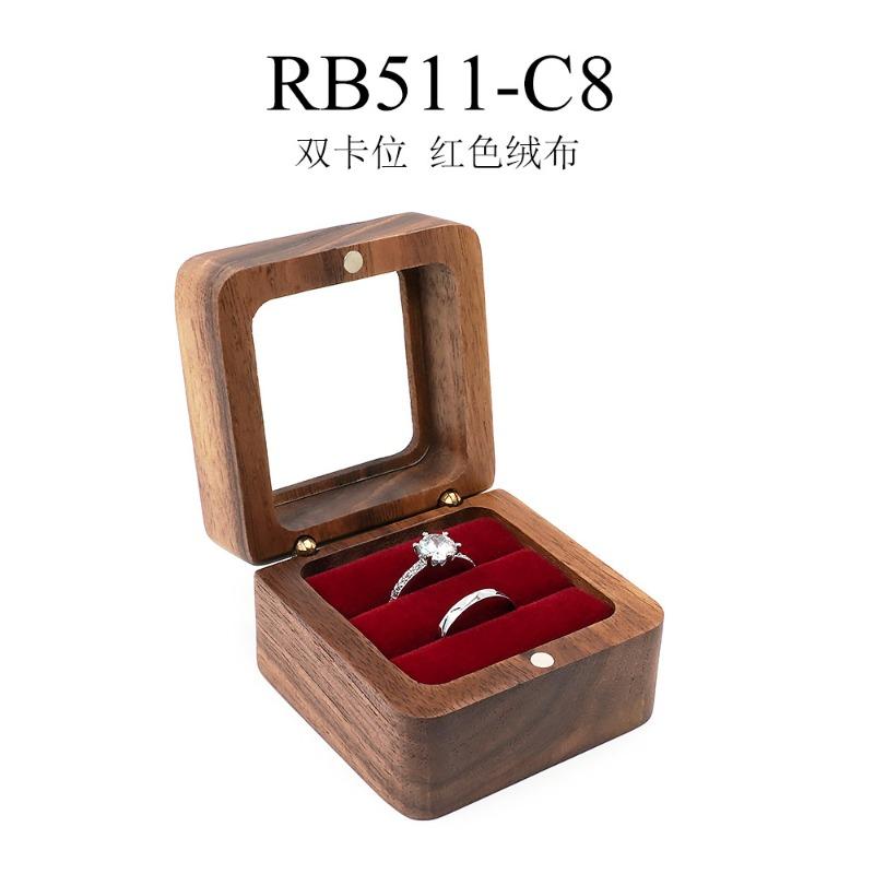 Walnut wood jewelry box - wedding ring box for engagement, diamond ring, valentine's day gift, and storage