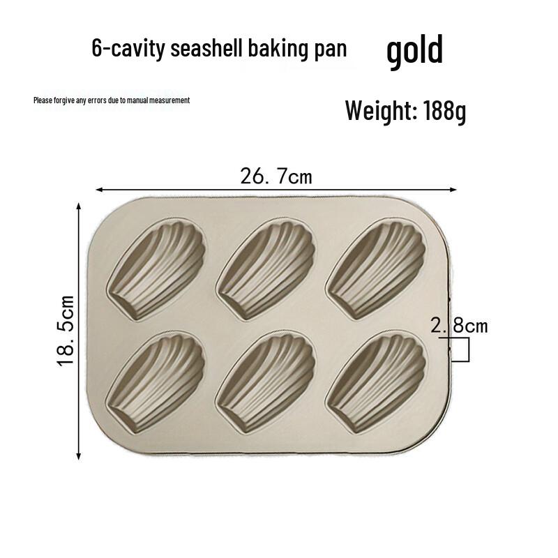 MDNG Gold 6-Cavity Non-stick Madeleine Baking Pan Set