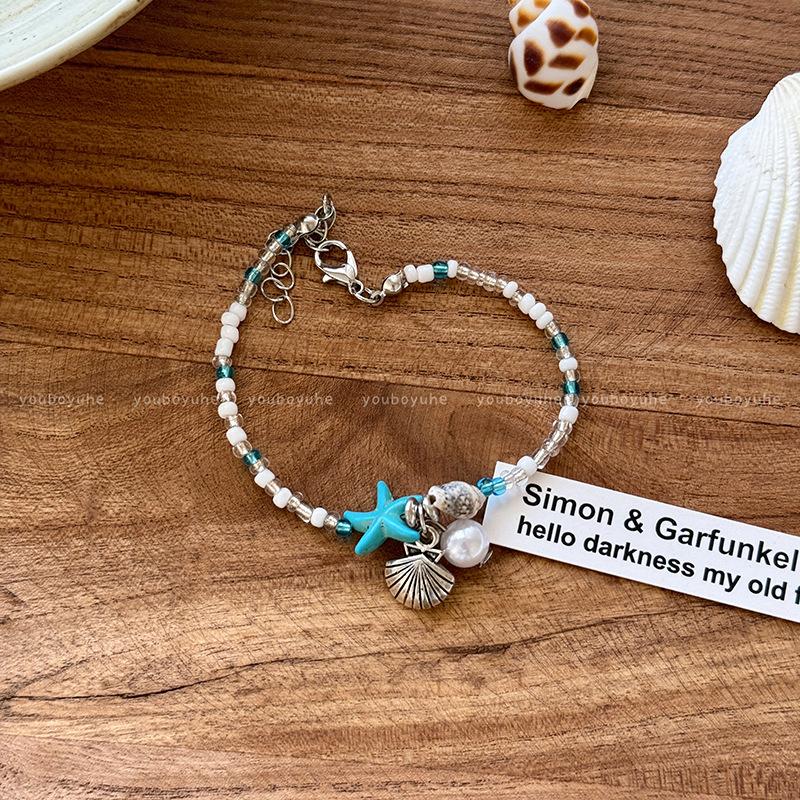 Seaside travel shell starfish bracelet female bohemian creative woven conch bracelet holiday wind hand
