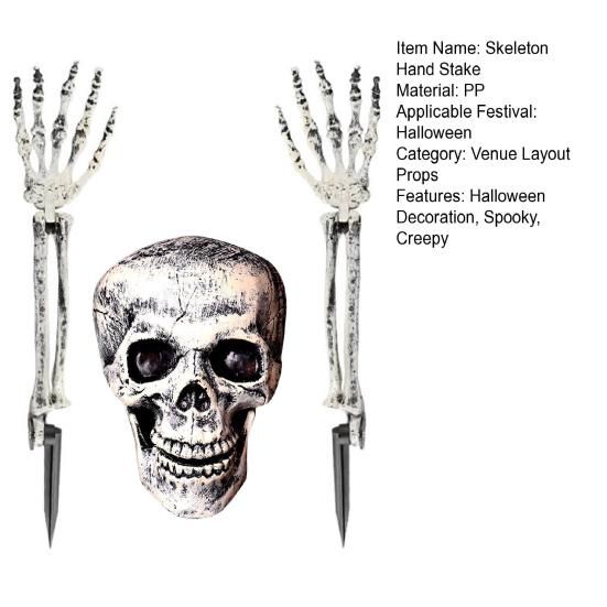 Halloweenská dekorace kostry s kolíkem Realistická kostra ruka paže s kolíkem do trávníku Venkovní lebka kost dvora cedule pro zahradu trávník hřbitovní dekorace