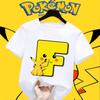 Anime Pokemons Tshirts for Children Pikachu Cartoon Letter Printed Shortsleeved Top Boys Girls Summer Fashion Sports Tshirt