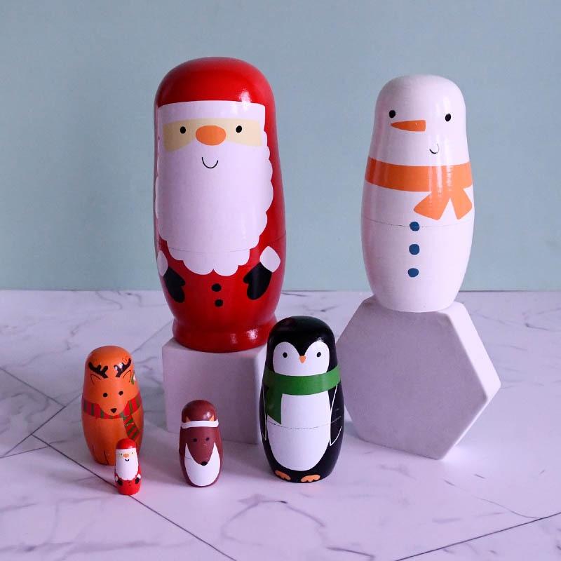 Charming Wooden Santa Claus Nesting Doll Set 6 Layers Of Festive Home Decor And Gifts For The Holidays