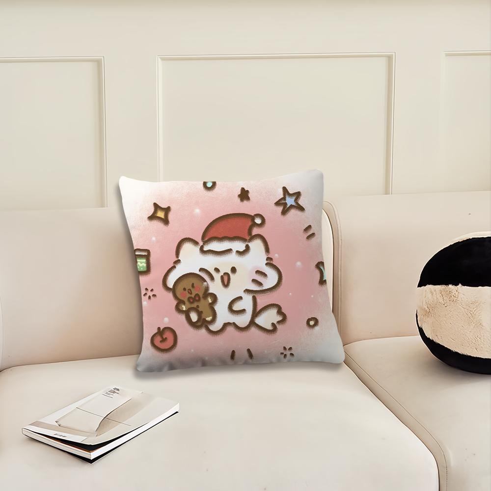 Christmas Cartoon Cat Snowy Day cushion cover Pillow Cover Decoration Room Home Sofa living Office Car Nordic Simplicity