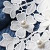 Elegant White Fake Collars for Women Handmade White Shirt False Collars Woman Embroidery Lace Flower Detachable Collar