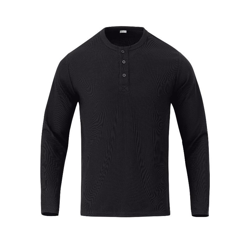 Men's Heavyweight Ribbed Long Sleeve Henley Shirt.