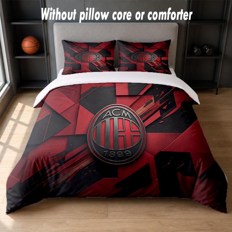 AC Milan Design Postel Sada povlečení 1 povlak na přikrývku + 2 povlaky na polštář Měkké prodyšné domácí lůžkoviny