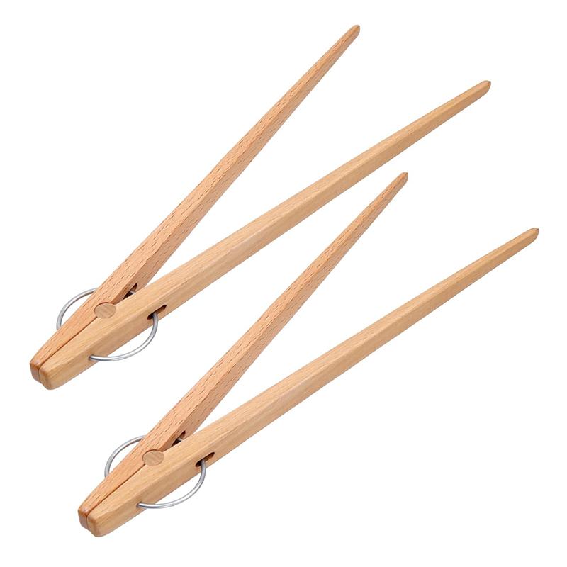 2Pcs Wooden Kitchen Tongs Cooking Tweezer Wood Salad Tongs Toast Bread Food Serving Tongs Clamp Home Restaurant Kitchen Utensils
