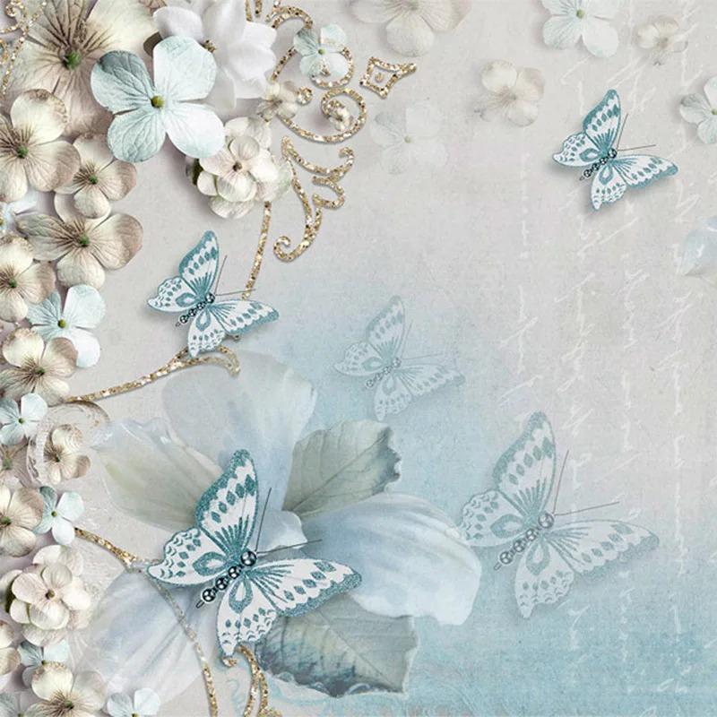 Modern 3d Photo Wallpaper Butterfly Flowers Jewelry Murals Living Room Tv Sofa Bedroom Backdrop Wall Mural Decor
