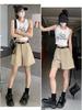 Women's Khaki High-Waisted A-Line Summer Shorts - Slimming, Petite, Ice Silk Casual Wear