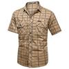 New Summer Men Plaid Shirts Male Military Outdoor Multi-pockets Tooling Shirts Quality Man Large Size Short-sleeved Shirts 5XL