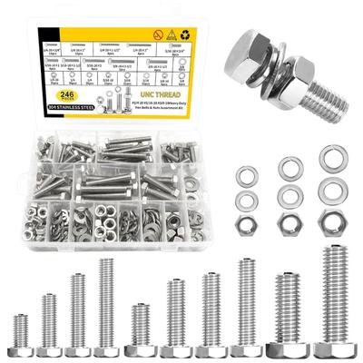 246PCS Hex Bolts Nuts Washers In Organized Storage Box Assembly Set Upgrades for Easy Access & Diverse Repair Needs