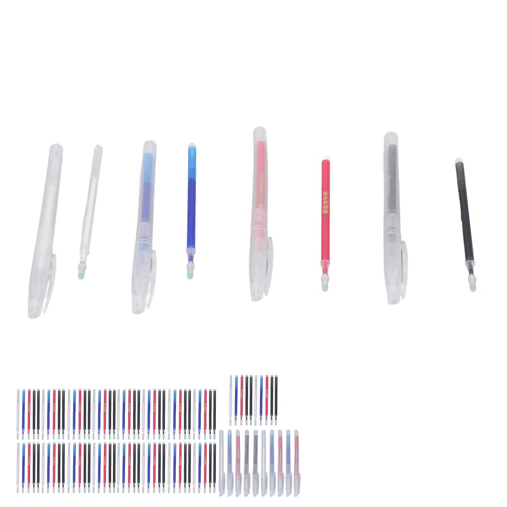 100Pcs Heat Erase Pens Erasable Smoother Writing Various Colors Fabric Marking Pens with 10 Pen
