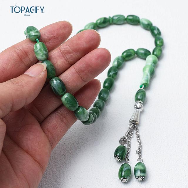 33-Bead Muslim Prayer Rosary Bracelet with Alloy Pendant