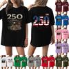 Women's Casual Independence Day 252 Anniversary Printed T-shirt Round Neck Pullover Short Sleeve Top