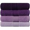 Ensemble de 4 serviettes a main - 50 x 90 cm - Violet