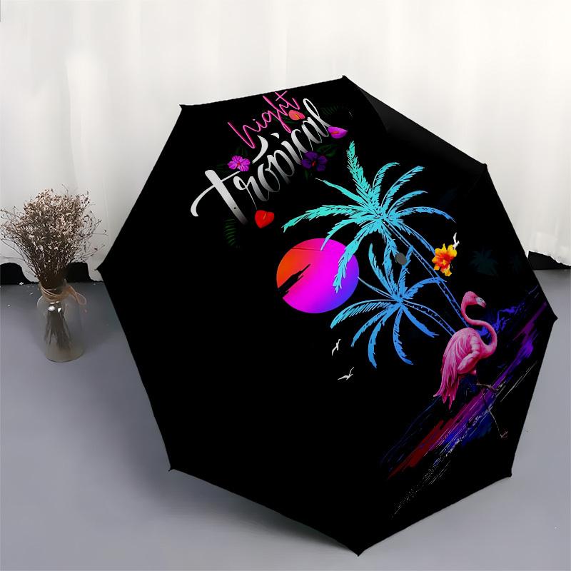 1pc Tropical Night Paradise Umbrella with Plastic Handle,Suitable for All Seasons UmbrellaPT553