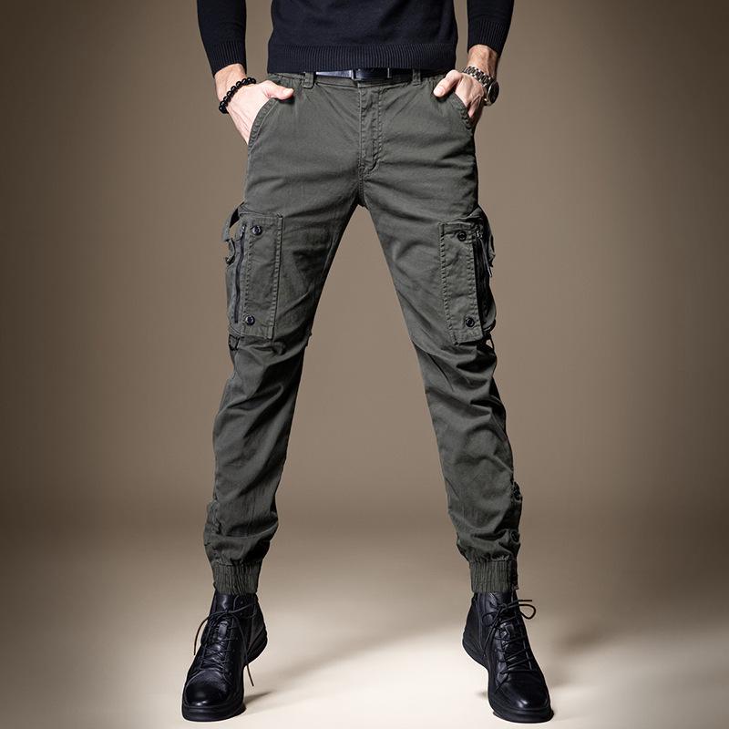 American Style Men's Buttoned Overalls: Thin, Functional, Tactical, Unisex Casual Pants with Cuffs