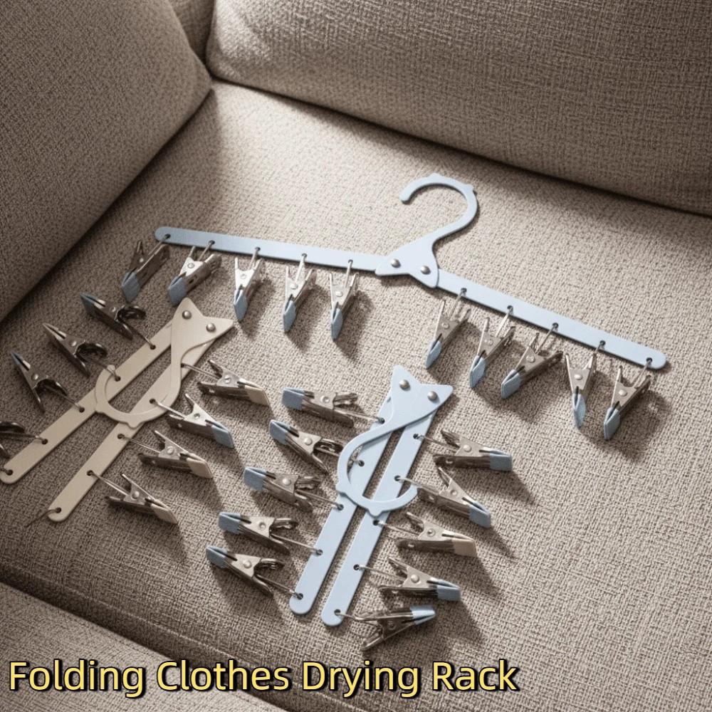 Windproof Folding Clothes Drying Rack 10 Clips Sock Laundry Airer Sock Drying Rack  Apartment