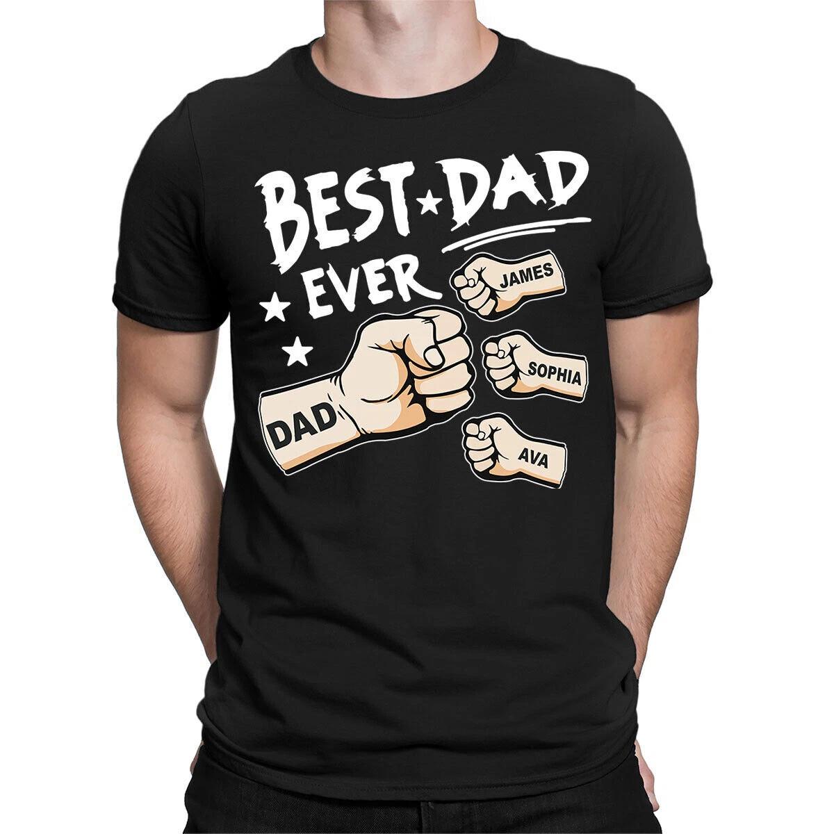 Personalised Best Dad Ever Fathers Day T Shirt Birthday Gift 2XL