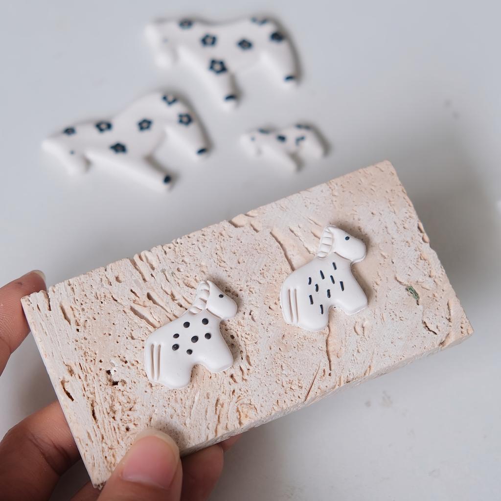 3pcs  'Little Horse' Year of The Horse Spring Festival Series Soft Clay High-Precision Cutter Molds,for Making Various Additions