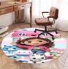 Gabby's Dollhouse Pattern Round Rug, Indoor/Outdoor Mat, for Picnic, Gameroom, Bedroom, Office, Living Room, Home Decor Carpet, Birthday Gift
