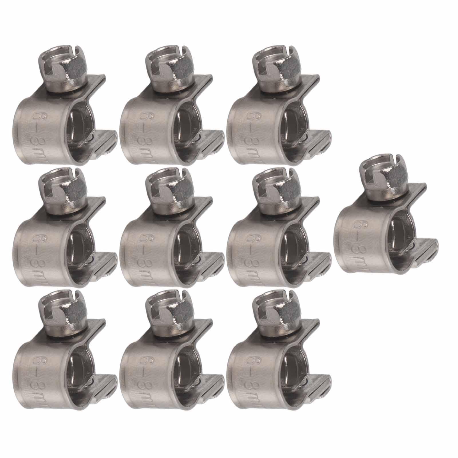 10 pièces Acier Inoxydable Mini Tuyau de Ligne de Carburant Collier de Serrage Clip 6mm‑20mm Taille Optionnelle Type 1