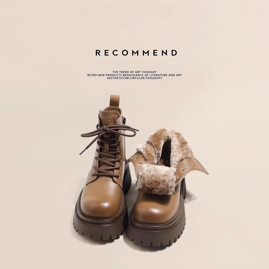 Snow boots women's fleece thickened warm cotton shoes 2025 new women's shoes winter Martin boots platform short boots