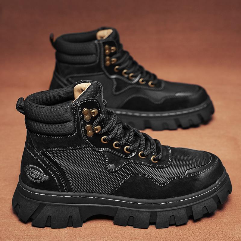 

Мужские ботинки Ретро рабочая обувь Удобные уличные ботинки Мужская повседневная обувь для треккинга Досуг Гора Зимняя обувь 46 чёрный