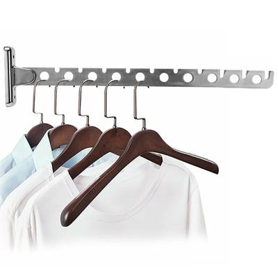 Wall Mounted Wall-Mounted Clothes Hanger New Closet Durable 10 Holes Stainless Steel Folding Retractable Hook Clothes Stand