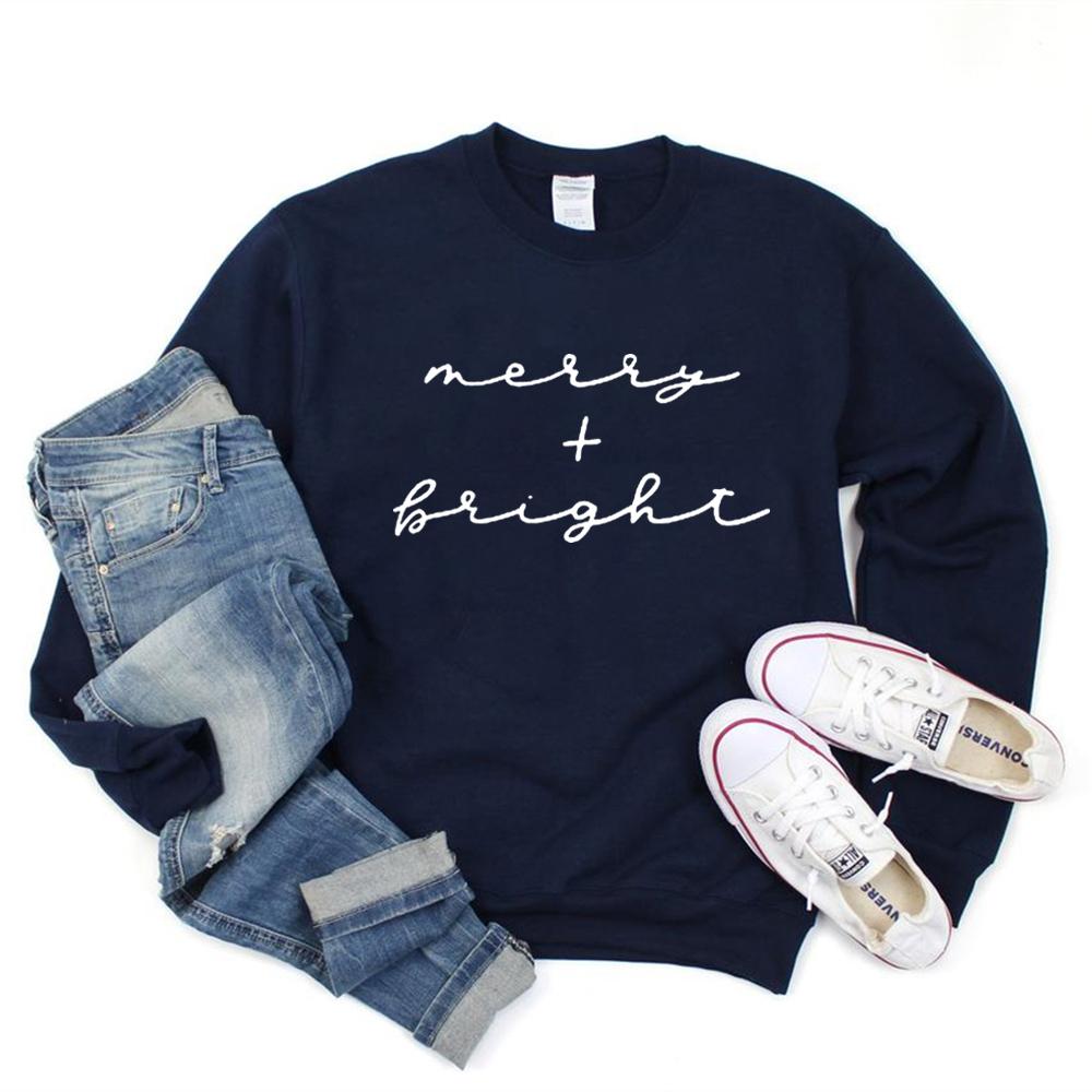 Sudadera Navideña Alegre y Brillante para Mujer Sudadera Navideña Unisex Sudadera para Fiesta de Navidad Jerséis de Cuello Redondo para las Fiestas