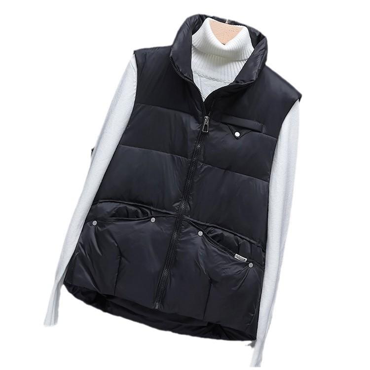 Down vest women's new rivets short white duck down stand-up collar loose casual vest outer wear