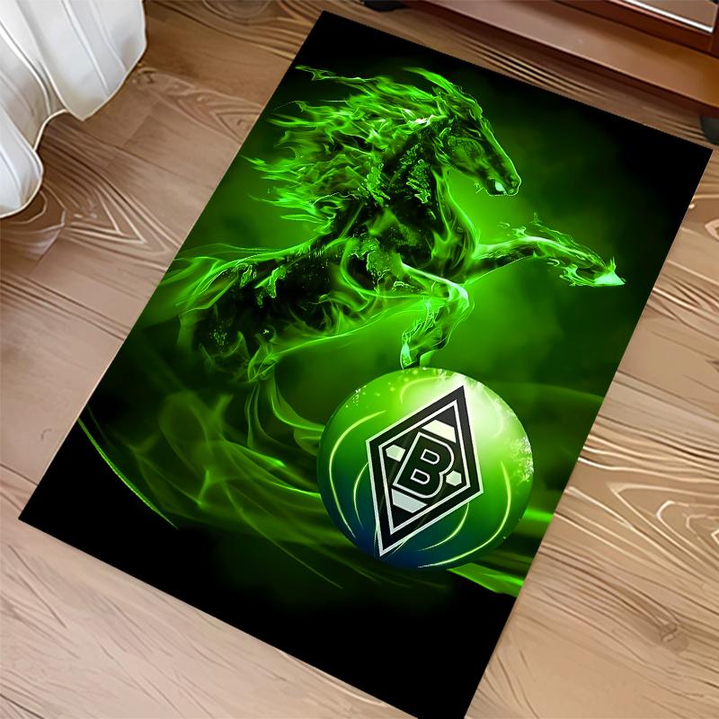 1pc Borussia Monchengladbach Logo Print Area Rug - Soft,Washable Non-Slip Indoor Mat for Office Chairs,Living Room,Home Office Decorative Rug