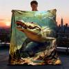 Cobertor de Exterior com Arte de Crocodilo, Cobertor Macio e Confortável, Cobertor Casual Quente para Exterior, Cobertor de Viagem para Camping, Bom Presente de Aniversário 1168