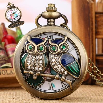 Orologio da Tasca Gufo Strass Vintage da Uomo Donna Orologi al Quarzo Accessori Regali per le Vacanze