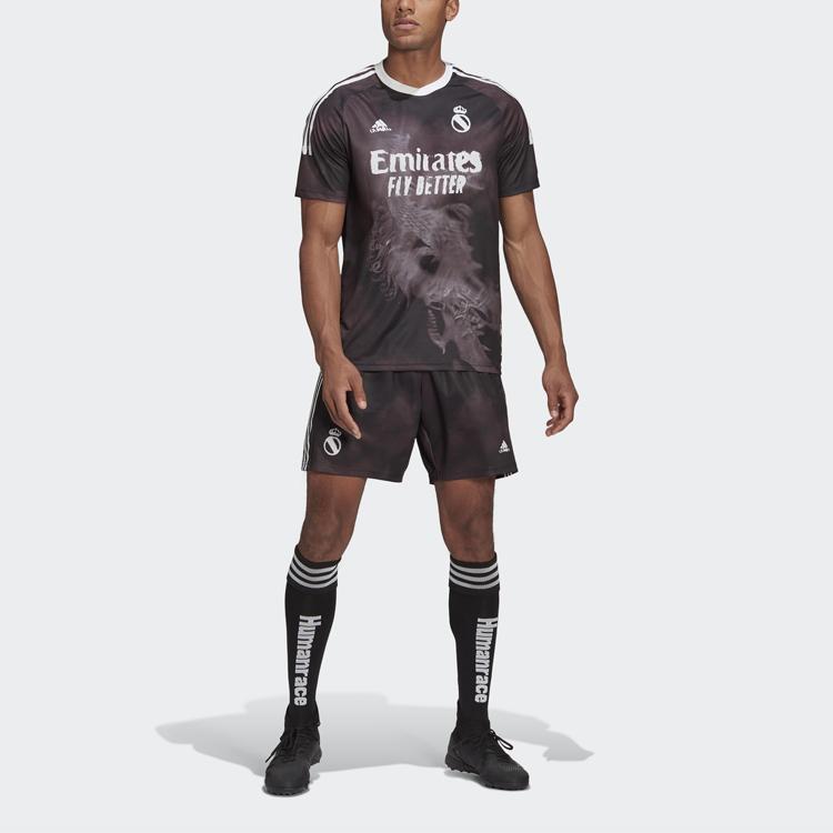 adidas Real Madrid Human Race Jersey Black/White Men Streetwear GJ9110