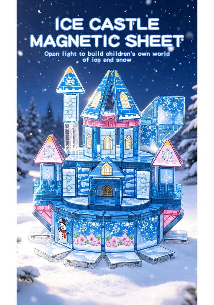 DIY Children's Magnetic Ice & Snow Princess Castle Building Blocks - Parent-Child Interactive Geometric Tiles