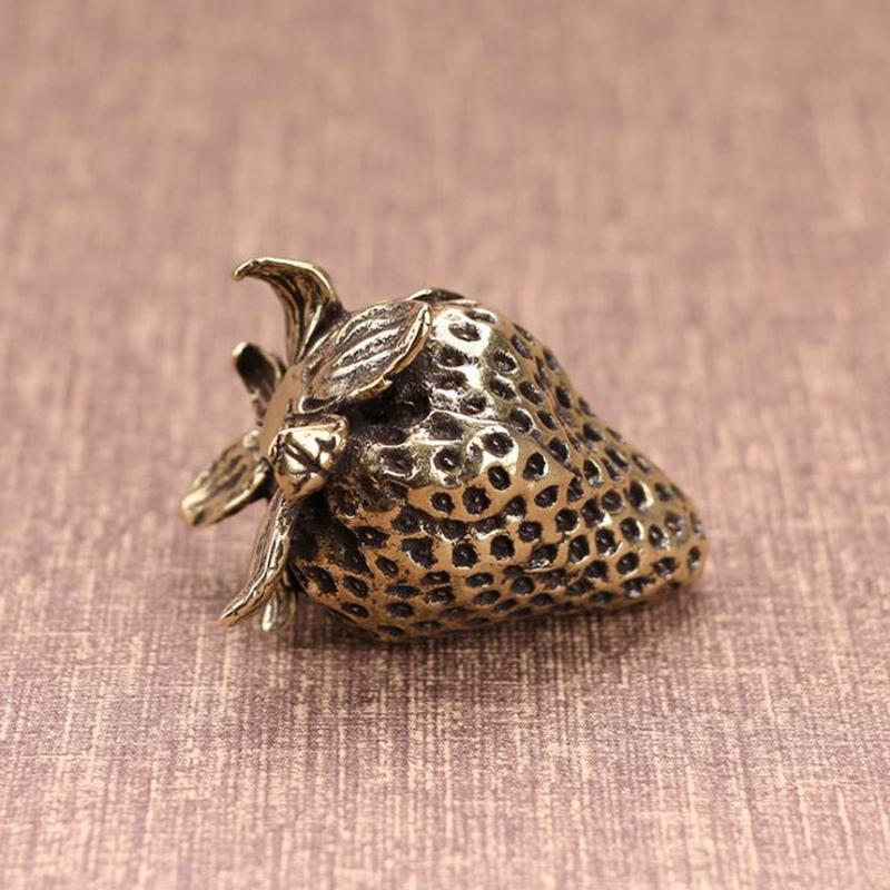 Pure Copper Strawberry Small Ornaments Fruit Season Miniatures Figurines Crafts Decorations Accessories Valentine's Day Gift