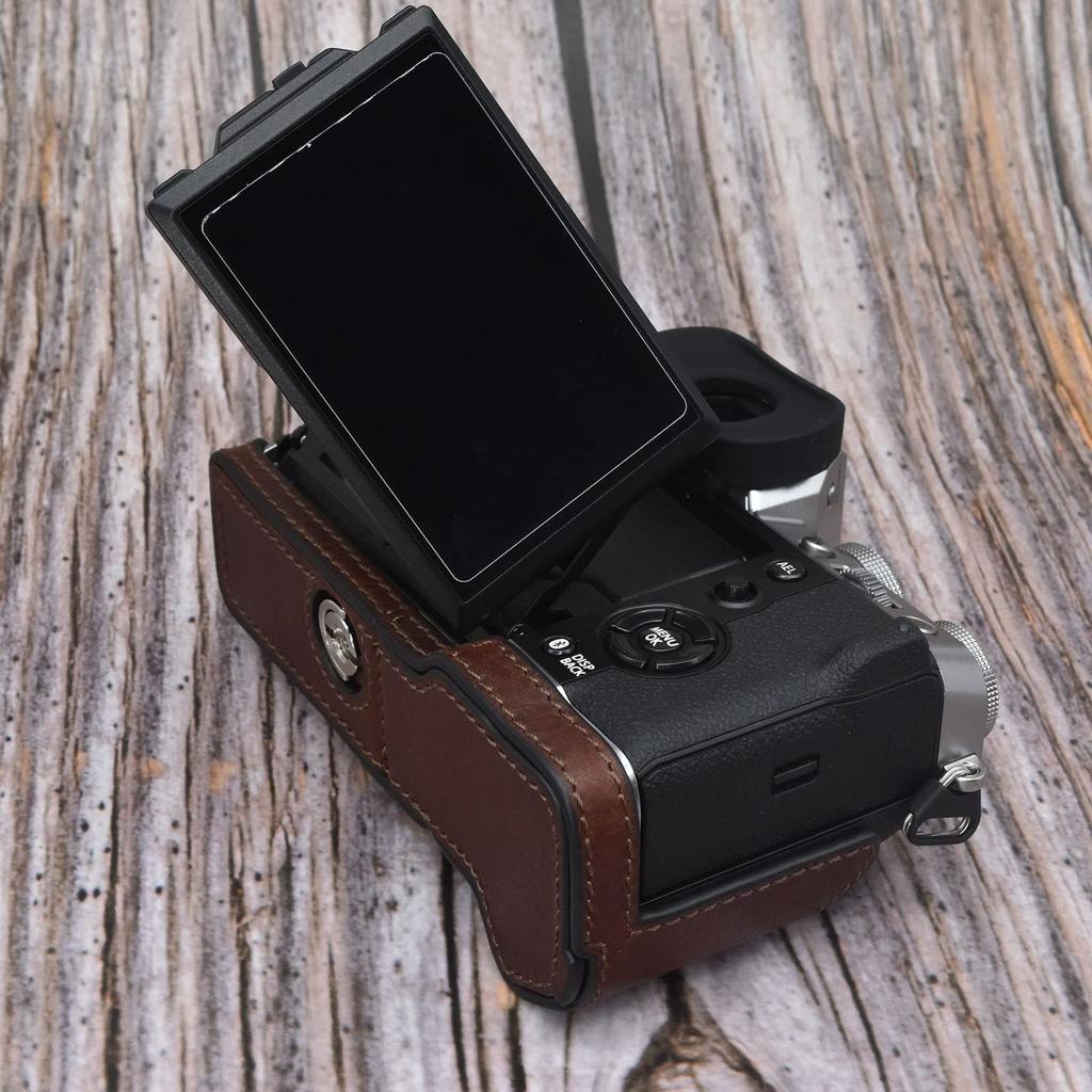 kinokoo XT5 Camera Case, FUJIFILM X-T5 Case, XT5 Cover, Genuine Leather Body Case with Battery Replacement and Tripod Mount (Brown)