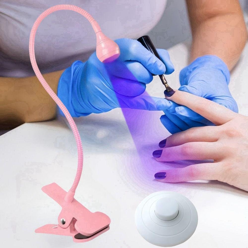 5W Power UV LED Nail Lamp Clip-On Foot Pedal Switch Desktop Nail Dryer Flash Curing Desktop Clamp Gel Polish Curing Lamp