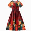 Elegantes Damenkleid Sommer Vintage Kleidung Lässig Kurzarm Lange Kleider