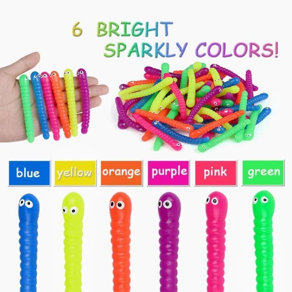5/12Pcs Soft Caterpillars Stretch String Anti Stress Release Decompression Toy New Squeeze Toy  Kids